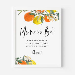 Botanisk Orange och Lemon Momosa Pub Baby Shower Poster