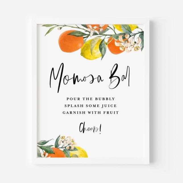 Botanisk Orange och Lemon Momosa Pub Baby Shower Poster (Skapare uppladdad)