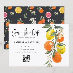 Botanisk Orange och Lemon QR-kod Spara datum Datumet