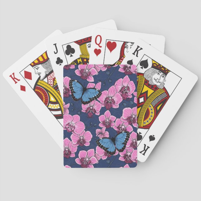 Botanisk orkidé trädgård med fjärilar casinokort (Baksidan)