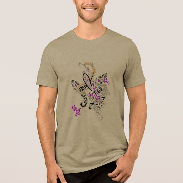 Botanisk Paisley Kanin Tri-Blend T-Shirt (Framsida)