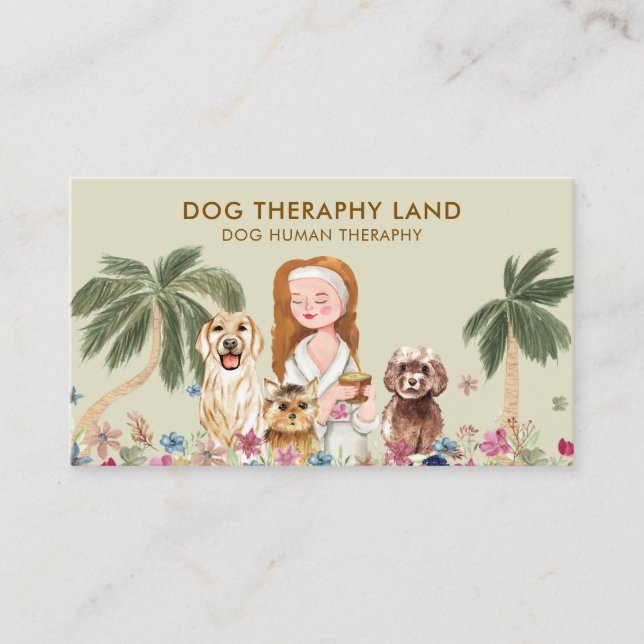 Botanisk Palm Boho Hund Människa Terapi Visitkort (Framsida)