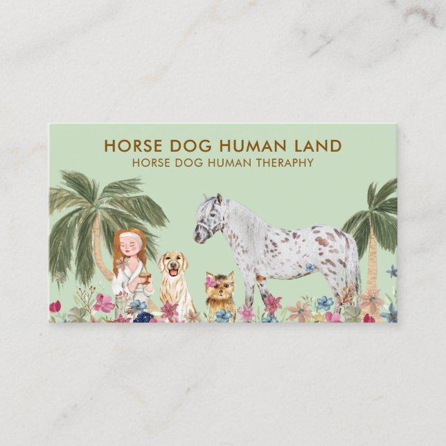 Botanisk palm HÄST HUND MÄNSKLIG TERAPI Visitkort (Framsida)