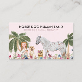 Botanisk Palm Rosa HÄST HUND MÄNSKLIG TERAPI Visitkort