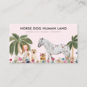 Botanisk Palm Rosa HÄST HUND MÄNSKLIG TERAPI Visitkort