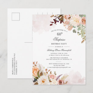 Botanisk pastellBlommigt 60:e Födelsedagsfesten Inbjudan Vykort