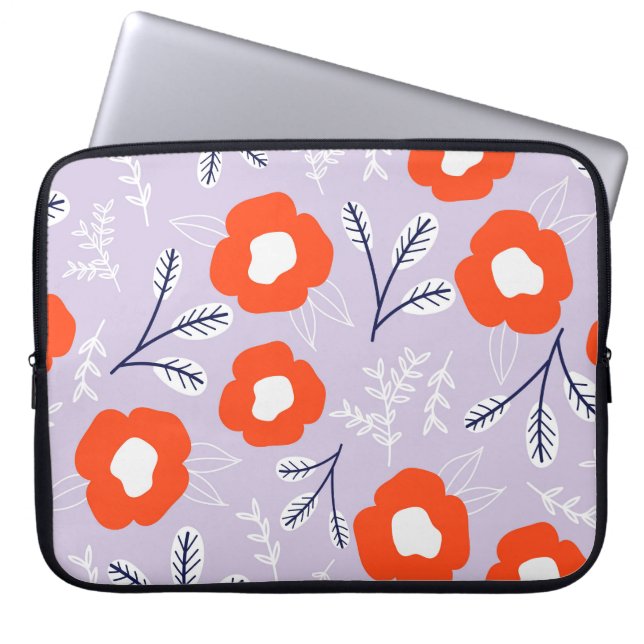 Botanisk pastellRosa: Blommönster Laptop Fodral (Framsidan)