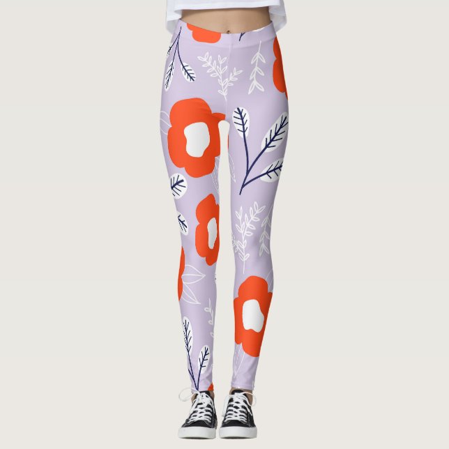 Botanisk pastellRosa: Blommönster Leggings (Framsida)