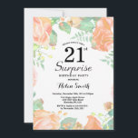 Botanisk persiko blomster överraskning 21-årsdag inbjudningar<br><div class="desc">Botanisk persiko blomster överraskning 21-års inbjudan. Blomster rosa peonier födelsedags inbjudan för kvinnor. Vattenfärg blomster. Elegant rosa ros och peony blommor. Vuxen födelsedag. Vit bakgrund. Svart och vit. 13:e 15:e 16:e 18:e 20:e 21:a 30:e 40:e 50:e 60:e 70:e 80:e 90:e 100:e, Alla åldrar. För ytterligare anpassning, klicka på "Anpassa" knappen...</div>