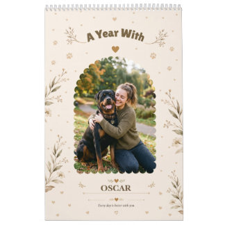 Botanisk Personlig Hund Foto Enkel Anpassad Kalender