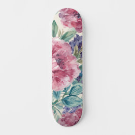Botanisk Pion Vattenfärg Lavendelblommor Blommig Mini Skateboard Bräda 18,5 Cm