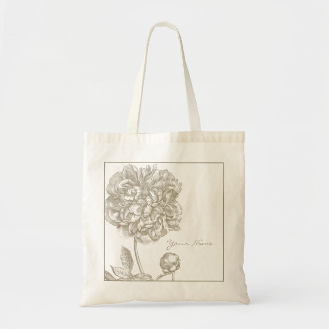 Botanisk pionblomma tygkasse (Framsidan)
