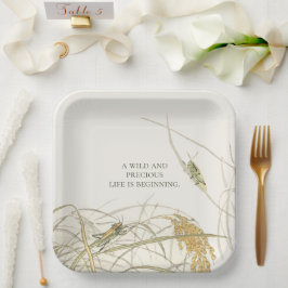 Botanisk pojke baby shower gräshoppa pappers tallr