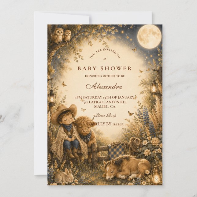 Botanisk pojke västern boho baby shower inbjudningar (Framsida)