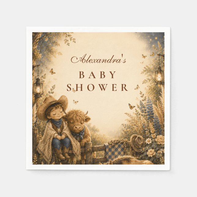Botanisk pojke västern boho baby shower pappersservett (Framsidan)