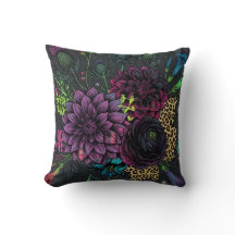 Botanisk Punk Blommig Kudd Mörk Estetik Grunge