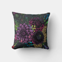 Botanisk Punk Blommig Kudd Mörk Estetik Grunge Kudde