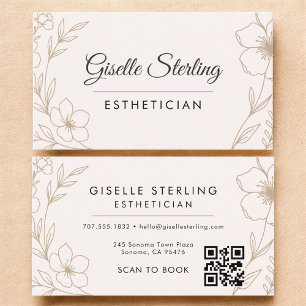Botanisk QR-kodens Esthetician-Blommigt Visitkort