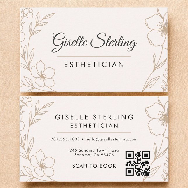 Botanisk  QR-kodens Esthetician-Blommigt Visitkort (Skapare uppladdad)