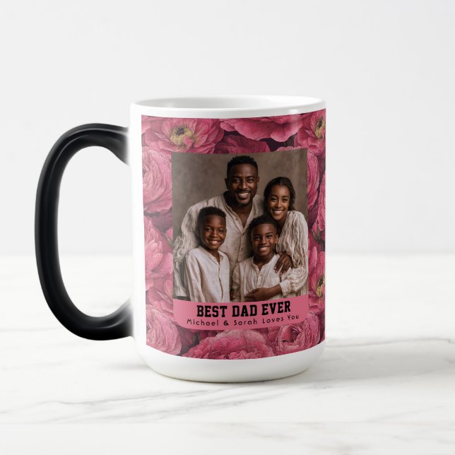 Botanisk Ranunculus-blomma Glad fadersdag  Magisk Mugg (Vänster)