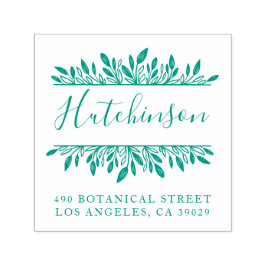 Botanisk Returadress i Namn, skriven av familjen Självfärgande Stämpel