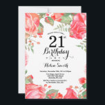 Botanisk röd blommig 21-års födelsedagsinbjudan inbjudningar<br><div class="desc">Botanisk röd blommig 21-års födelsedagsinbjudan. Rosa blommor födelsedagsinbjudan för kvinnor. Vattenfärg blommor. Eleganta rosa rosor och pioner. Vuxen födelsedag. Vit bakgrund. Svart och vit. 13:e 15:e 16:e 18:e 20:e 21:a 30:e 40:e 50:e 60:e 70:e 80:e 90:e 100:e, Alla åldrar. För ytterligare anpassning, klicka på "Anpassa"-knappen och använd vårt designverktyg för...</div>
