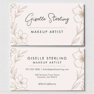 Botanisk Rodnad och Svart Makeup Artist Skönhet Visitkort
