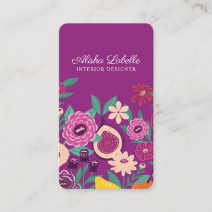 Botanisk Rosa av Tropical Fruit & Wildblommor Visitkort