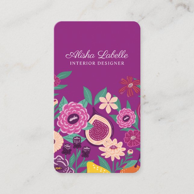 Botanisk Rosa av Tropical Fruit & Wildblommor Visitkort (Framsida)