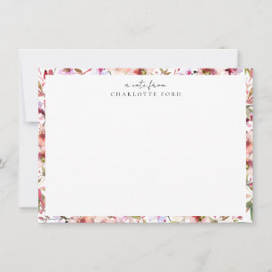 Botanisk Rosa Cherry Blommar Blommigt Ram Anteckningskort