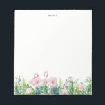 Botanisk Rosa Flamingo Blommigt Garland Anpassning Anteckningsblock<br><div class="desc">Anteckningsblocket för botanisk Rosa Flamingo Blommigt Garland Anpassningsbar | En feminin och vit anteckningsblock vattenfärg illustrerar  blommor,  flamingo och tropiska löv av rosa. Det här blir en tropisk accent för ditt kontor i perfekten.</div>