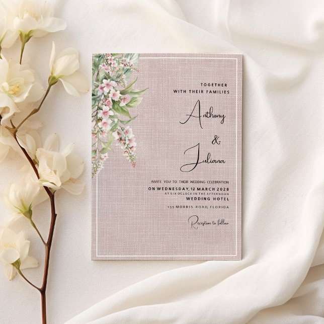 Botanisk  rosa mynta blommigt Bröllop Inbjudningar (Botanical rustic blush pink mint floral Wedding)