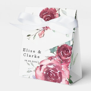 Botanisk Rosa och Burgundy Blommigt Bröllop Presentaskar