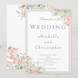 Botanisk Rosa och Grönt Boho Bröllop Inbjudningar