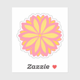 Botanisk Rosa och Gult blomma Klistermärken