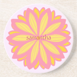 Botanisk Rosa och Gult blomma Underlägg