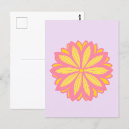 Botanisk Rosa och Gult blomma Vykort
