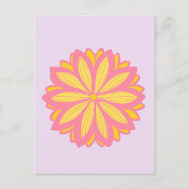 Botanisk Rosa och Gult blomma Vykort