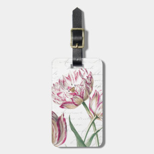 Botanisk rosa- och vittulpanillustration bagagebricka