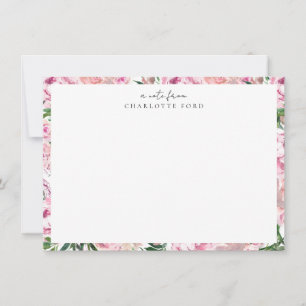 Botanisk Rosa Peony Greenery Blommigt Ram Anteckningskort