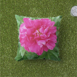 Botanisk rosa peony gröna blad  kudde
