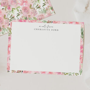 Botanisk Rosa Peony Ro Girly Blommigt Ram Anteckningskort