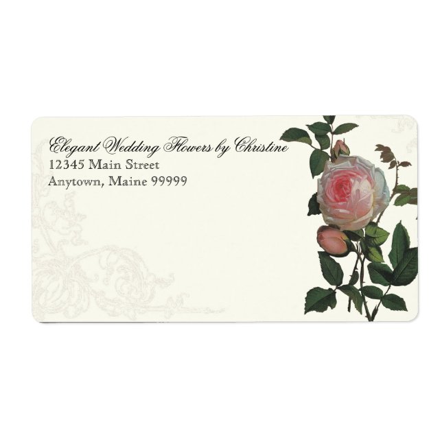 Botanisk rosa ros, svart - returetiketter fraktsedel (Framsidan)