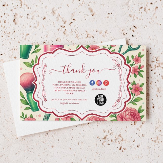 Botanisk Rosa Stylist Skönhetsverksamhet Tack Kort (Skapare uppladdad)
