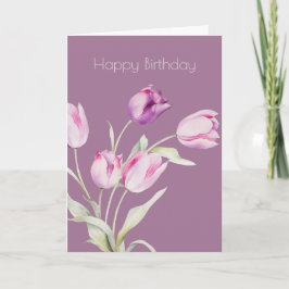 Botanisk Rosa Tulip Flower Boho Birthday Kort