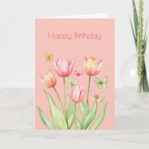 Botanisk Rosa Tulip Flower Boho Birthday
