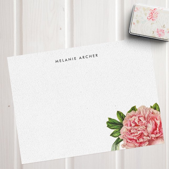 Botanisk Rosa Watercolor Peony-Personlig Anteckningskort (Skapare uppladdad)