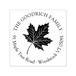 Botanisk Round Maple Löv Returadress. Självfärgande Stämpel