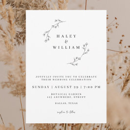 Botanisk Rustic Minimalist Script Chic Classic Inbjudningar