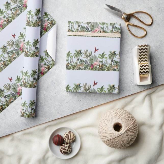 Botanisk Safari Djur Inpackningspapper Presentpapper (Hantverk)